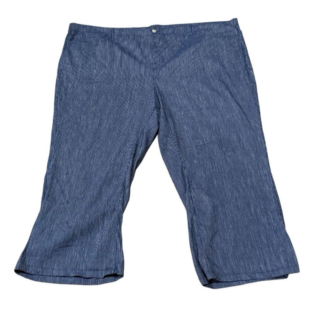 NYDJ Blue Pinstripe Cropped Jeans